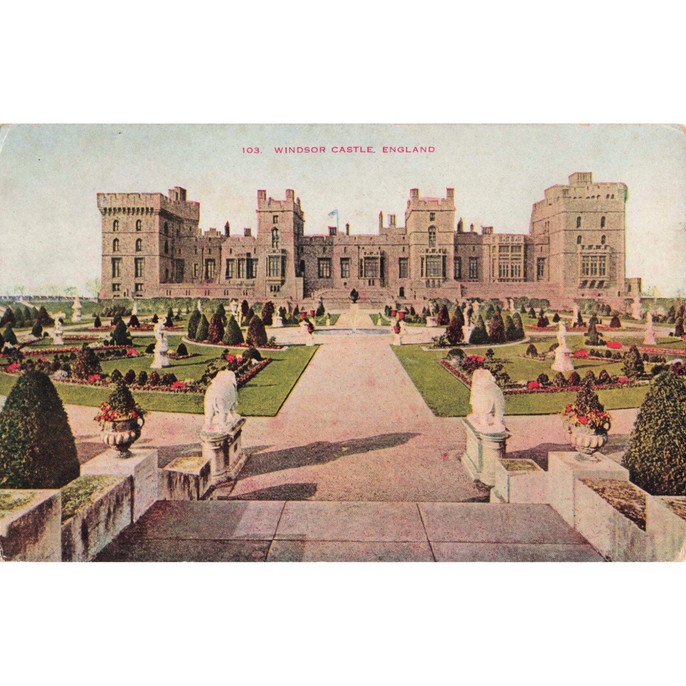 Windsor Castle England East Terrace Garden Antique Divided Back Postcard 103